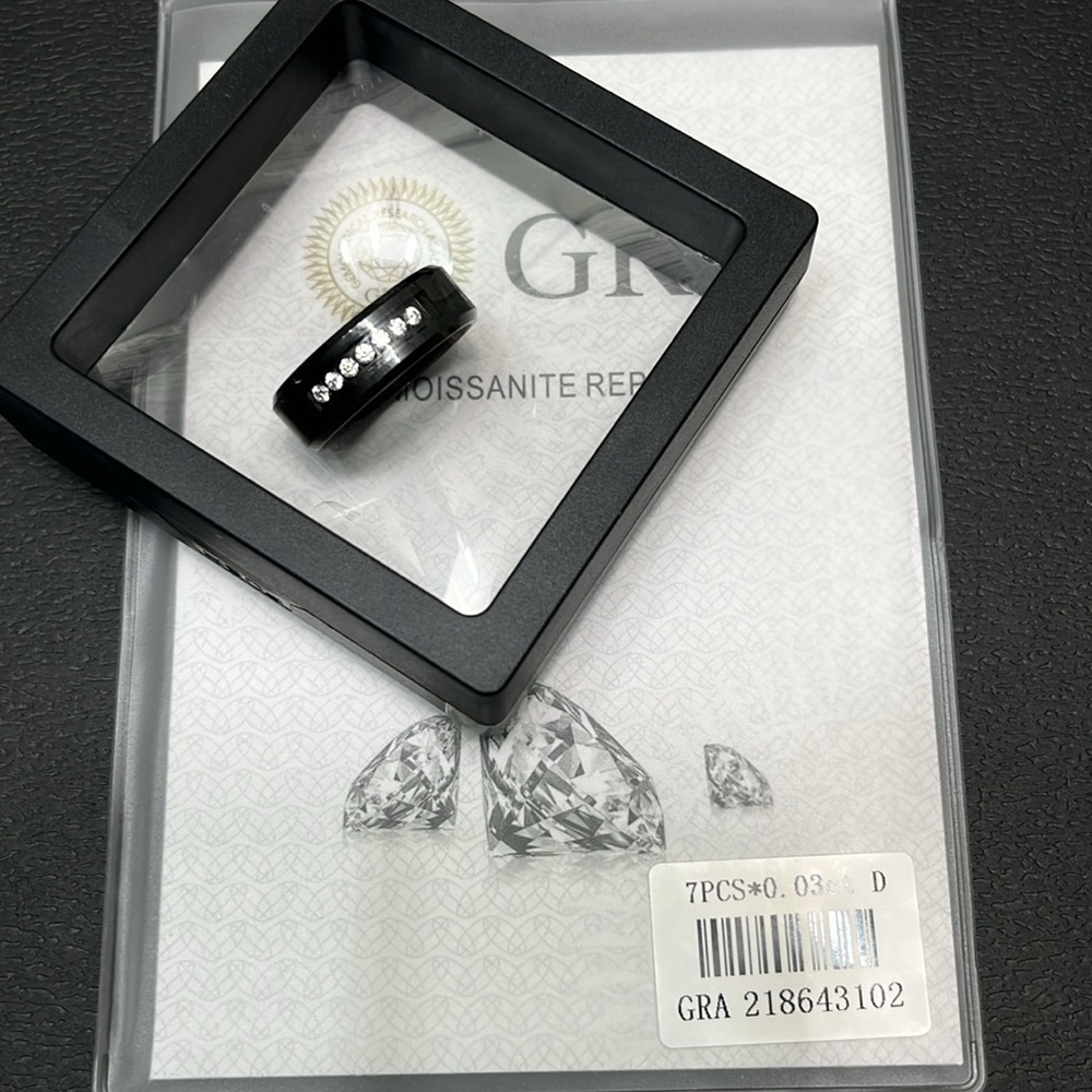 MENS TUNGSTEN MOISSANITE BLACK BAND. NWT SIZE 7-13 AVAILABLE AT REQUEST - Picture 10 of 12